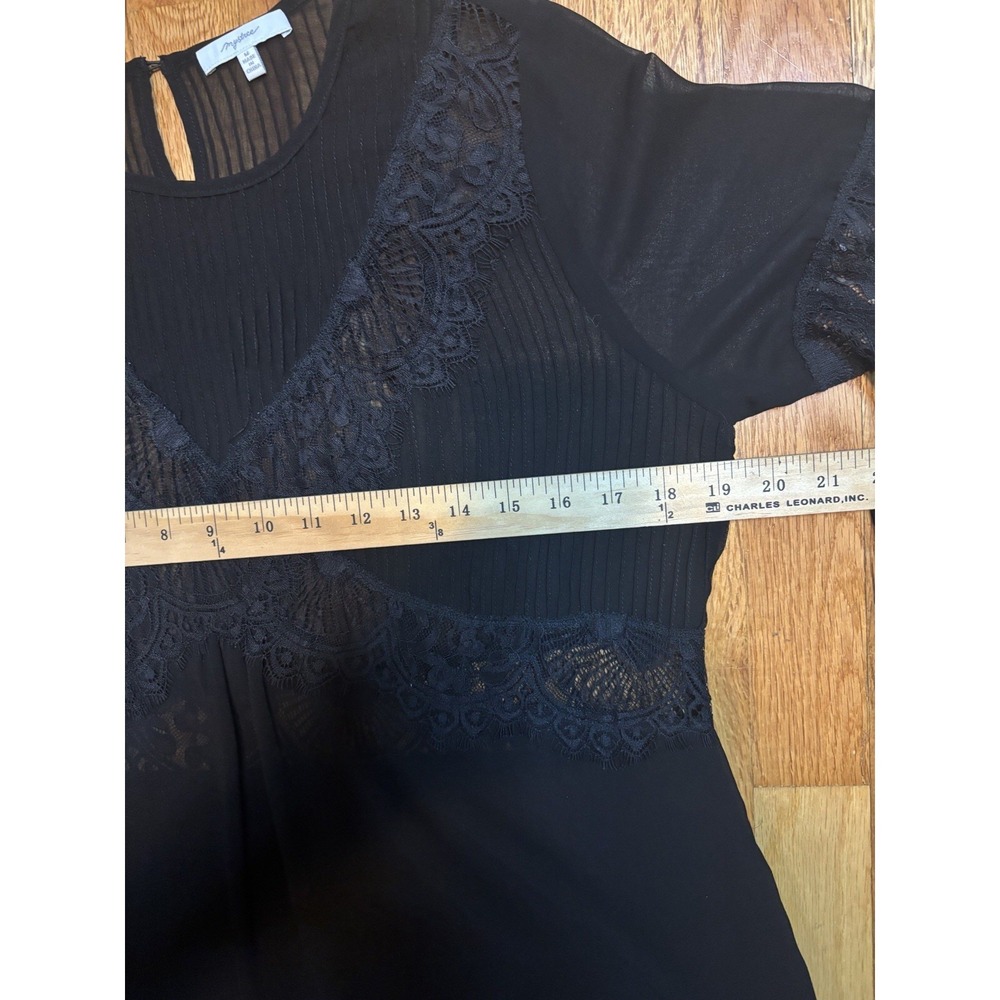 Woman Black Delicate Sheer Blouse Flared Sleeve Lacey Whimsigoth Witchy Vampire - Picture 5 of 8
